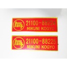 デカール,ソレックスキャブ前後2基セット 21100-88224,21100-88225 (TE27 TE37,47 ② 73.04-73.08,2T-G,2T-GR搭載車 数字が若い方が前) 2,500円(税抜) 